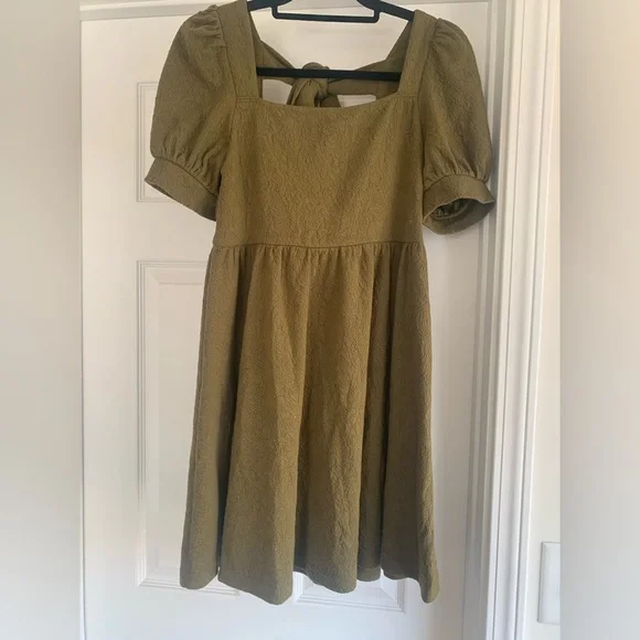 Mine Olive Green Puff Sleeve Dress - Picture 2 of 7